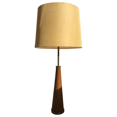 Pre-owned Stilnovo Style Table Lamp Metal Crome Skin Fabric Lampshade, 1950, Italy In Sand