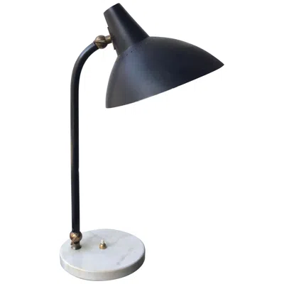 Pre-owned Stilnovo Table Lamp Adjustable Brass Metal Marbre 1950 Italy In Black