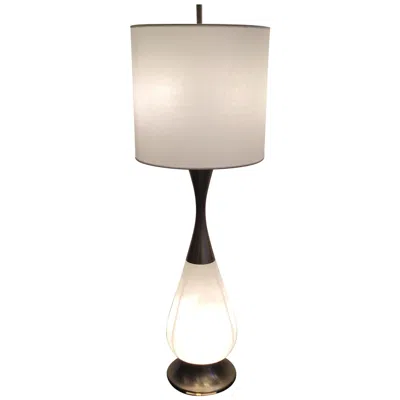 Pre-owned Stilnovo Table Lamp Metal Crome Opaline Glass Parchment Lampshade, 1960 In Sand