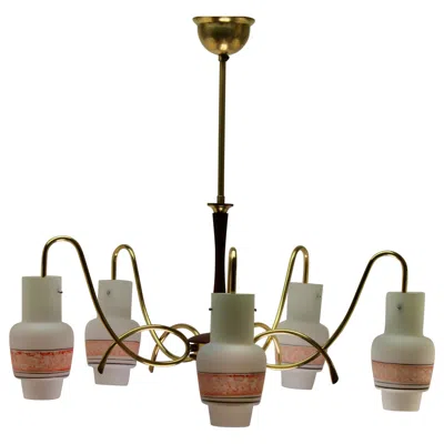 Pre-owned Stilnovo Vintage Chandelier Diablo In The Style Of  5 Arms, Italian, 1960s In Brown