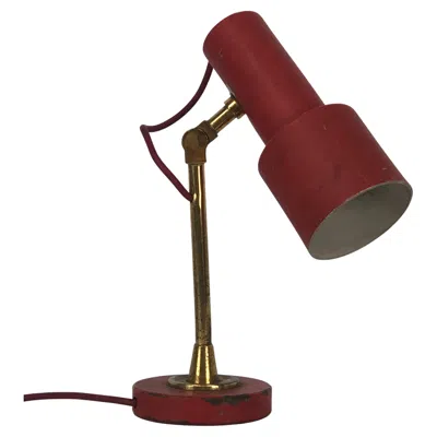 Pre-owned Stilnovo , Vintage Red Brass Table Lamp From 50s