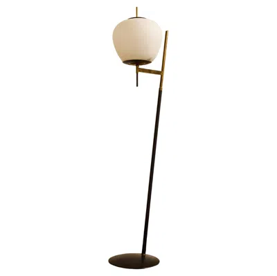 Pre-owned Stilnovo Vintage  Metal And Opaline Floor Lamp In Sand