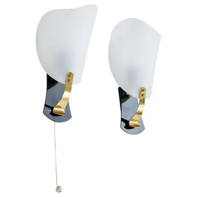 Pre-owned Stilnovo , Wall Lights, Acrylic, Brass, Metal, Italy, 1960s In Transparent