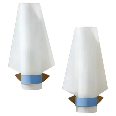 Pre-owned Stilnovo Wall Sconces, Brass And Metal With Plexiglas Diffusers, 1950 In Transparent