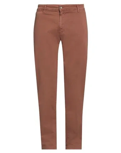 Stilosophy Man Pants Brown Size 38 Cotton, Elastane
