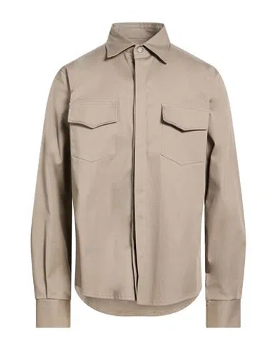Stilosophy Man Shirt Khaki Size L Cotton, Elastane In Brown