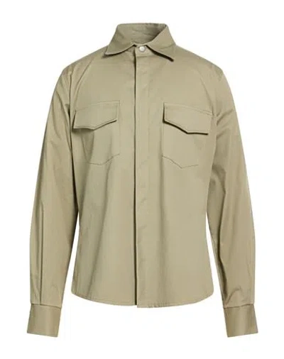 Stilosophy Man Shirt Military Green Size M Cotton, Elastane