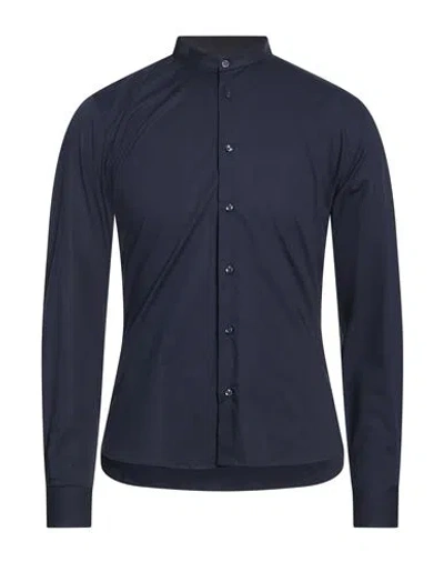 Stilosophy Man Shirt Navy Size S Cotton, Elastane In Blue