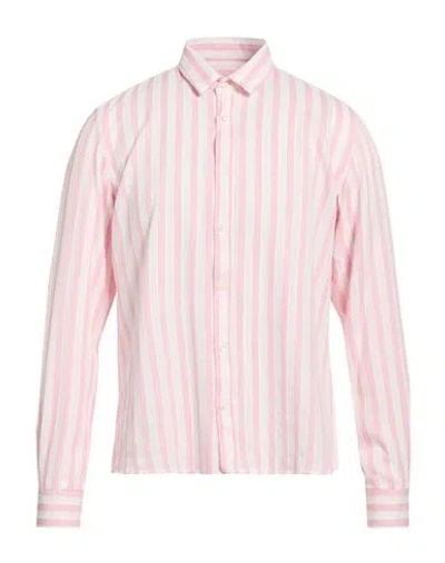 Stilosophy Man Shirt Pink Size L Cotton, Viscose, Polyester, Linen