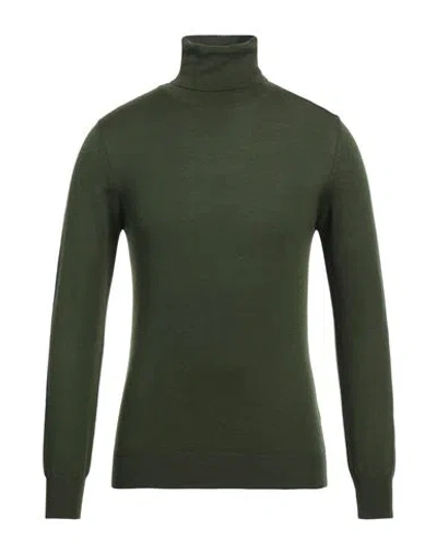 Stilosophy Man Turtleneck Military Green Size M Merino Wool, Acrylic In Green