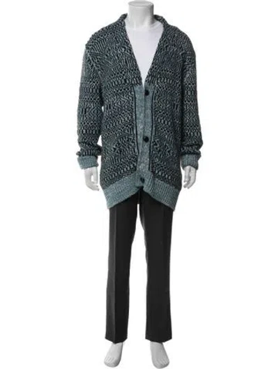 Pre-owned Stilosophy Printed V-neck Cardigan In Blue