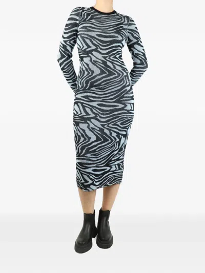 Pre-owned Stine Goya Abstract-print Ribbed Dress In Black