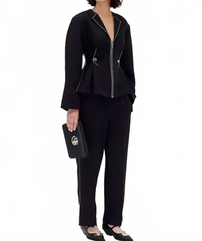 Stine Goya Adjustable Waist Zip Up Jacket In Jet Black