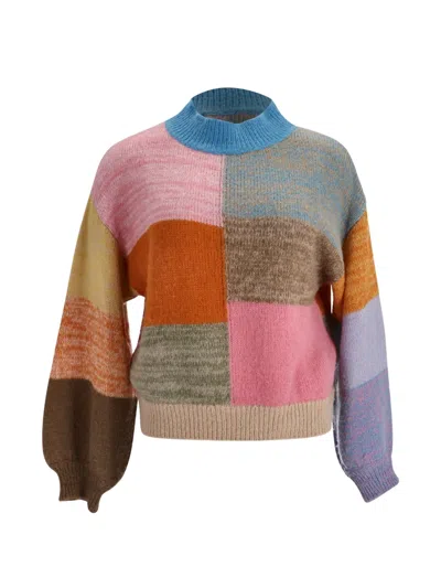 Pre-owned Stine Goya Adonis Patchwork-pattern Sweater In Pink