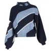 Stine Goya Adonis Striped Sweater In Navy Blue Wool In Blue
