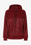 Stine Goya Sequin Oversize Hoodie In Red