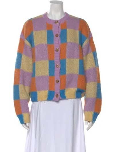Pre-owned Stine Goya Alpaca Plaid Print Sweater In Purple