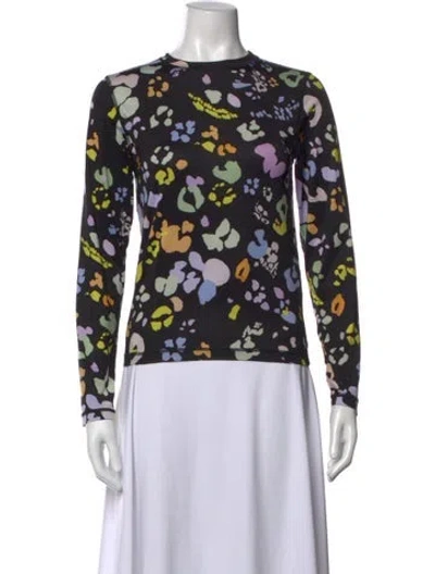 Pre-owned Stine Goya Animal Print Crew Neck Top In Black