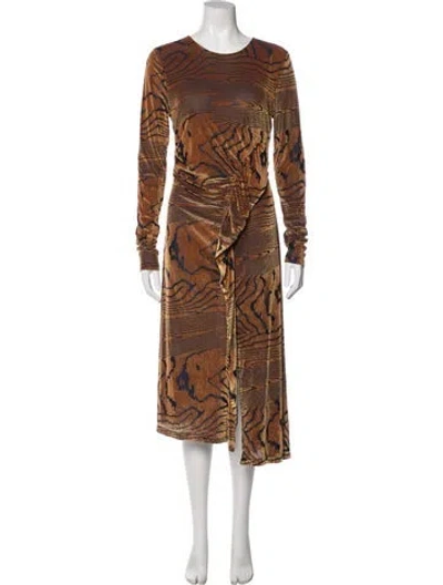 Pre-owned Stine Goya Animal Print Long Dress In Brown