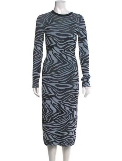 Pre-owned Stine Goya Animal Print Midi Length Dress In Blue
