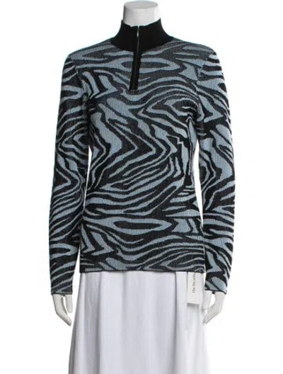 Pre-owned Stine Goya Animal Print Mock Neck Sweater In Blue
