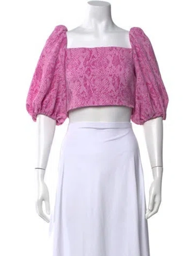 Pre-owned Stine Goya Animal Print Square Neckline Crop Top In Purple