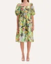 Stine Goya Annalisa Dress In Acid Abstract Floral In Green