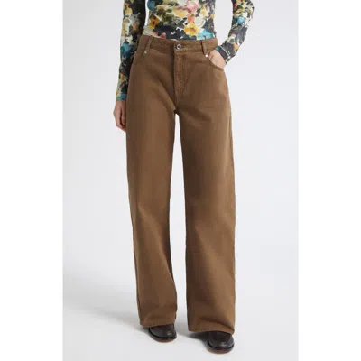 Stine Goya Baggy Fit Wide Leg Jeans In Brown