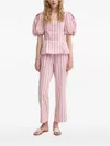 Stine Goya Womens Stripe-print Blouson-sleeve Cotton Jacquard Top Wallpaper Stripes In Pink