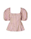 Stine Goya Soft Jacquard Weave Blouson Sleeve Top Wallpaper Stripes In Pink