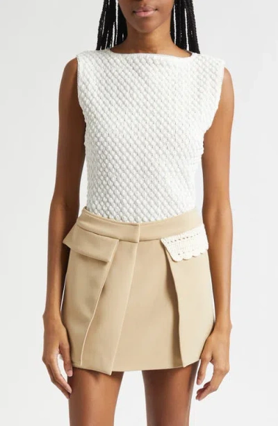 Stine Goya Boatneck Eyelet Top In White