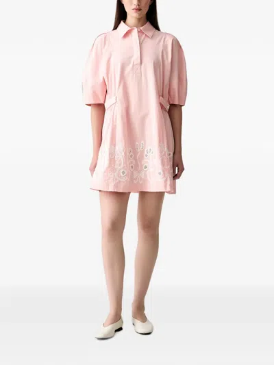 Stine Goya Broderie-anglaise Puff-sleeve Mini Dress In Pink