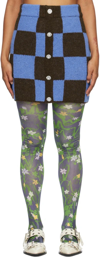 STINE GOYA BROWN & BLUE NOURA MINISKIRT