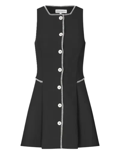 Stine Goya Button Up Mini Dress In Black