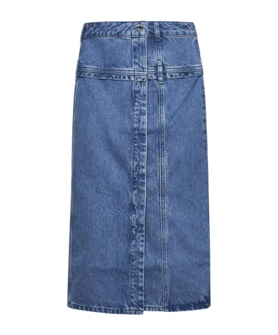 Stine Goya Buttoned Midi Skirt In Blue