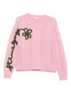 Stine Goya Floral Crew Neck Sweater In Pink