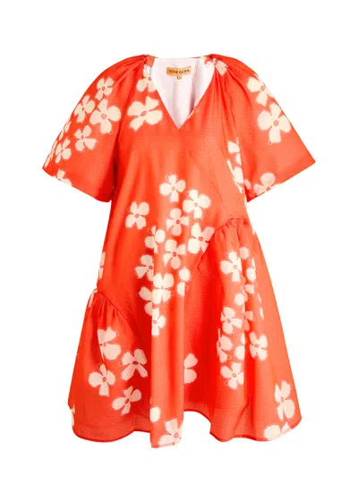 Stine Goya Cali Floral-print Woven Dress In Orange