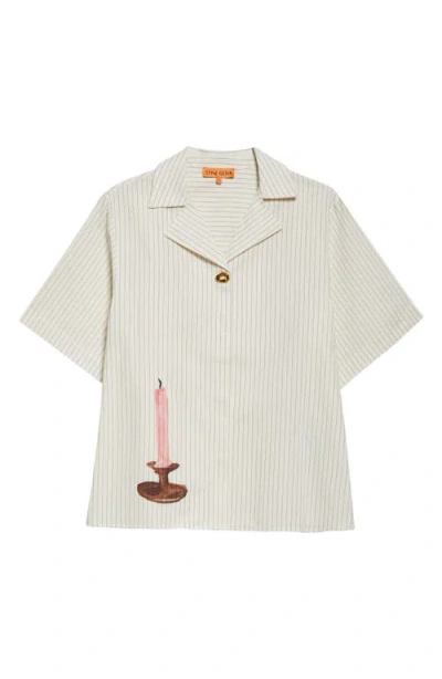 Stine Goya Candle Detail Stripe Organic Cotton Button-up Shirt In Candle Stripe