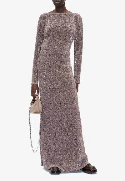 Stine Goya Carsoni Sequin Embellished Maxi Dress In Metallic