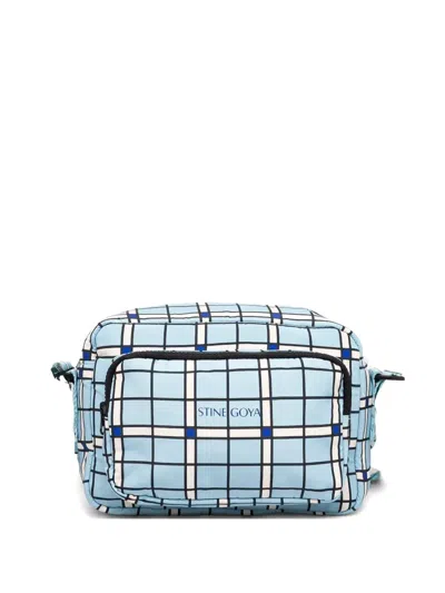 Stine Goya Checked Cross Body Bag In Blue