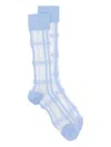 Stine Goya Checked Sheer Socks In Blue