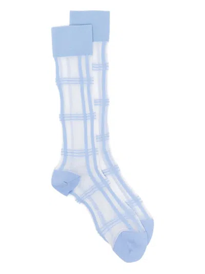 Stine Goya Checked Sheer Socks In Blue