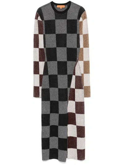 Stine Goya Midikleid Aus Jacquard-strick Mit Karomuster In Multi