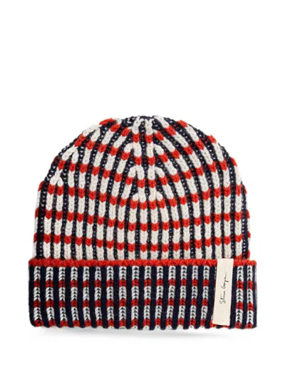Stine Goya Check-knit Turn-up Beanie Hat In Red