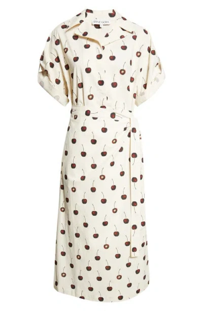 Stine Goya Cherries Organic Cotton Shirtdress In Multi