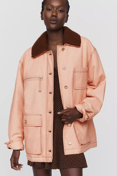 Stine Goya Coated Cotton Workwear Jacket In Pink