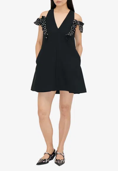 Stine Goya Cold-shoulder Ruffled Mini Dress In Black