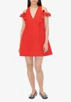 Stine Goya Ruffled Crystal-embellished Crepe Mini Dress In Red