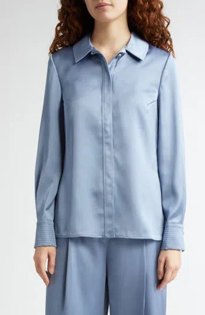 STINE GOYA STINE GOYA COLLARED FITTED RECYCLED POLYESTER SATIN BUTTON-UP SHIRT