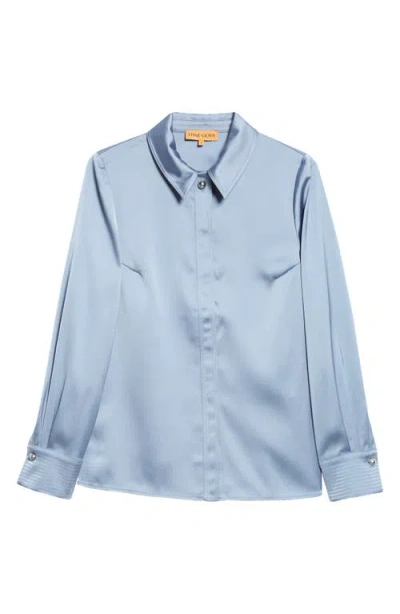 Stine Goya Collared Fitted Recycled Polyester Satin Button-up Shirt In Infinity Blue